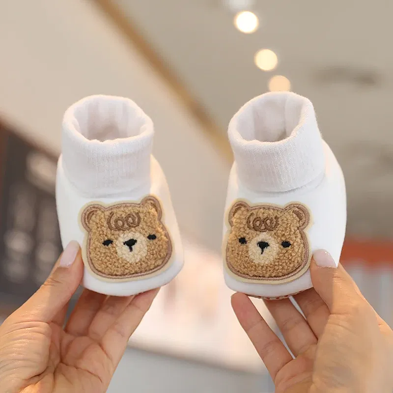 Color: Brown, Baby Age: 7-12 Months - Winter New Cute Cartoon Baby Booties Boy Girl Boots Cotton Soft-Sole Non-Slip Warm Toddler First Walkers Infant Crib Shoes