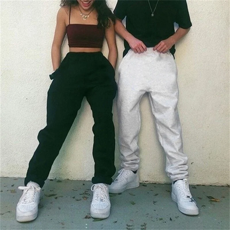 Color: WHITE, Size: S - Trendy Women's Pants Loose Trousers Outdoor Casual Pants Four Seasons Sweatpants Women's Drawstring Jogging Pants