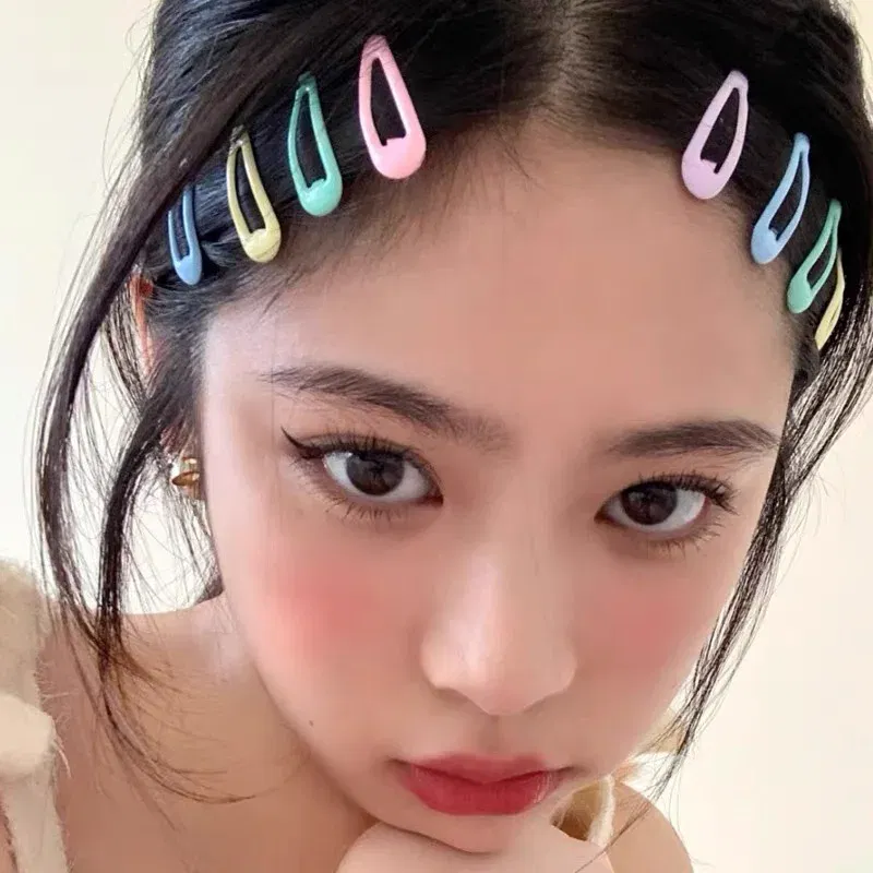 Color: WHITE - 5Pc Korean Snap Hairgrip Hair Clips Bangs Clip Edge Clip Waterdrop Shape BB Hairpins DIY Fashion Headwear Women Hair Accessories