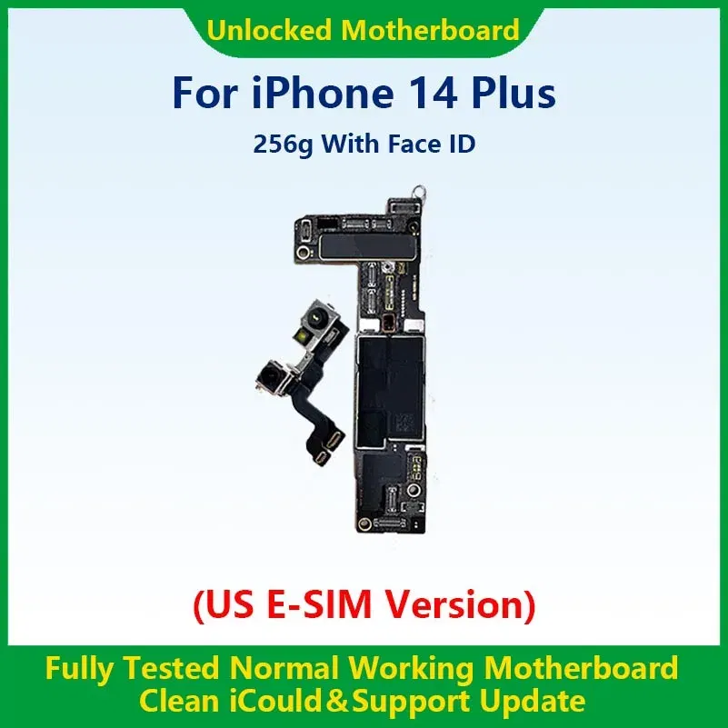 Color: Grey/Green, Ships From: CHINA - Top 100%Working Fully Tested Mainboard For iPhone 14 Pro Max Unlocked Motherboard With Face ID Cleaned iCloud US E-SIM Version