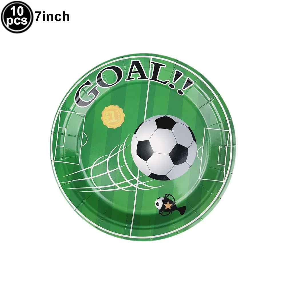 Color: army green, Capacity: 480ml - Soccer Party Disposable Tableware Paper Plates Cups Napkins Football Party Supplies Soccer Birthday Party Decoration