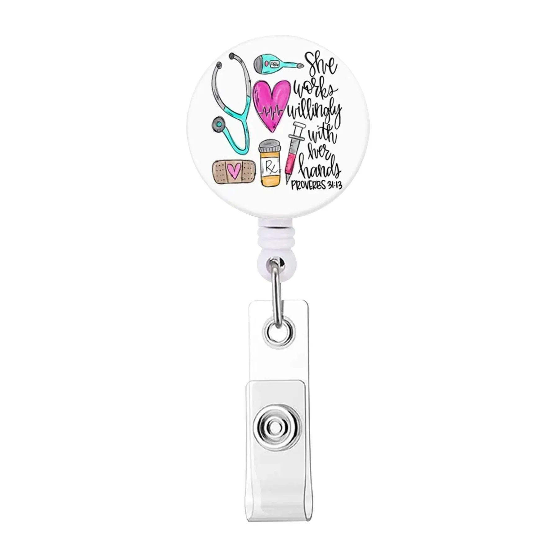 Color: Moss Green - X-Ray Badge Reel Retractable Radiology Badge Reel Holder Ct Rays Nurse Doctor Student Card Reel Clip Office Supply Recoil Badge