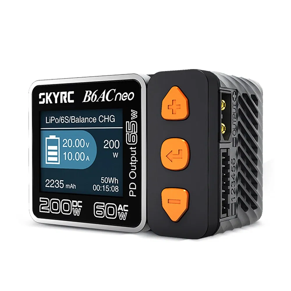 Color: Red - SKYRC B6ACneo Charger DC 200W AC 60W 10A Balance Charger Discharger Digital LiPo LiFe LiIon LiHV NiMH NiCd Pb Smart Battery