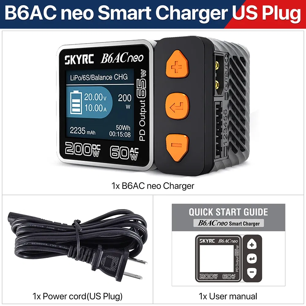 Color: Red - SKYRC B6ACneo Charger DC 200W AC 60W 10A Balance Charger Discharger Digital LiPo LiFe LiIon LiHV NiMH NiCd Pb Smart Battery