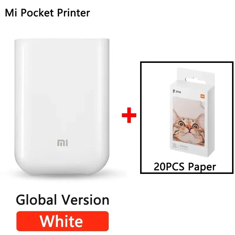color: WHITE, Ships From: CHINA - Top Global Version Portable Pocket Photo Printer 300dpi Bluetooth-compatible DIY Share Smart Mobile Mini AR Printer
