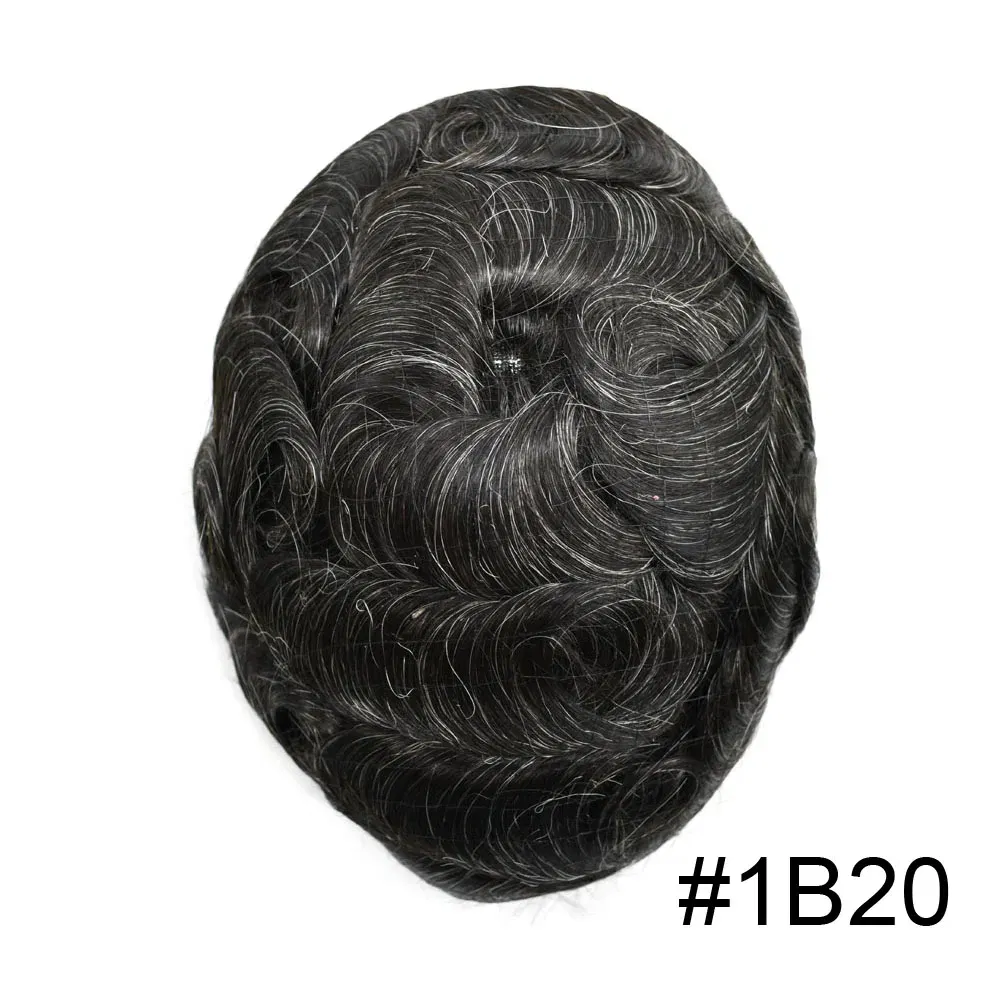 Toupee Color: 1B20#, Toupee Density: 90%, Length: 6 inches, Ships From: CHINA, Toupee Size: 8x10 - Men Toupee Hair Systems Ultra Thin Skin 0.06MM V-LOOP Capillary Prosthesis Invisible Hairline Real Human HairPieces Hair Units