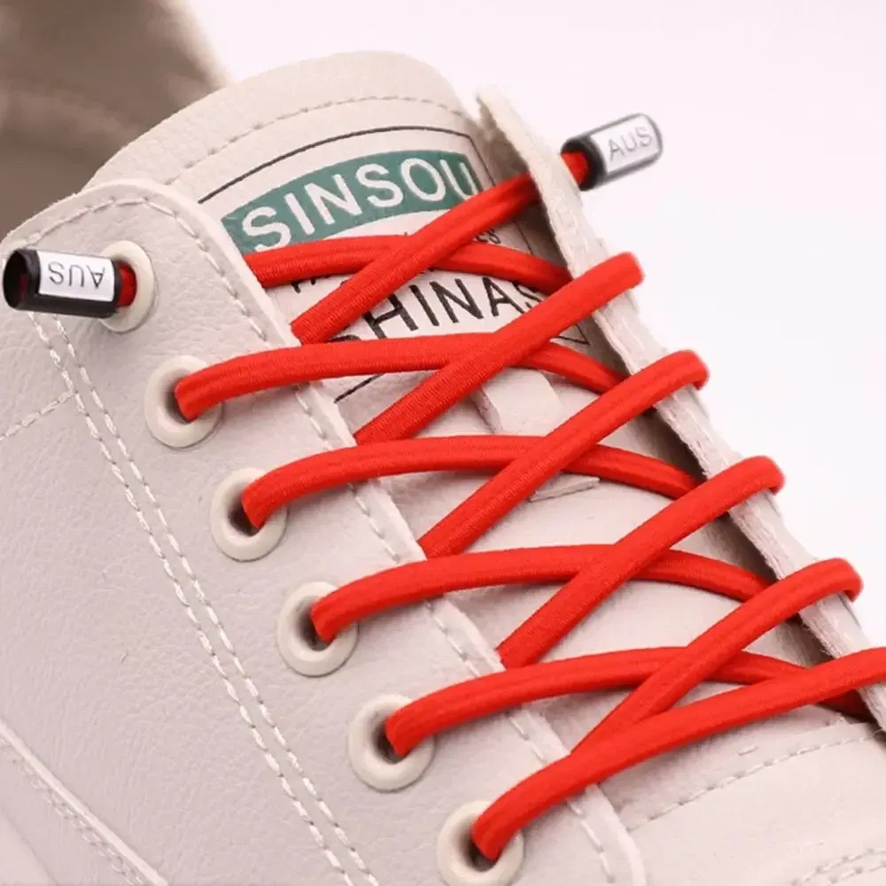 Color: Red, Length: 100cm - Thickened No Tie Shoelaces Elastic Laces Sneakers Round Shoe Laces Without Ties Kids Adult Quick Shoelace One Size Fits All Shoe