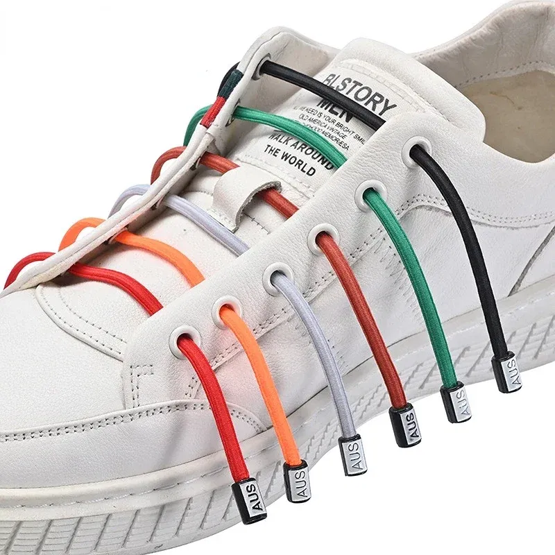 Color: Red, Length: 100cm - Thickened No Tie Shoelaces Elastic Laces Sneakers Round Shoe Laces Without Ties Kids Adult Quick Shoelace One Size Fits All Shoe