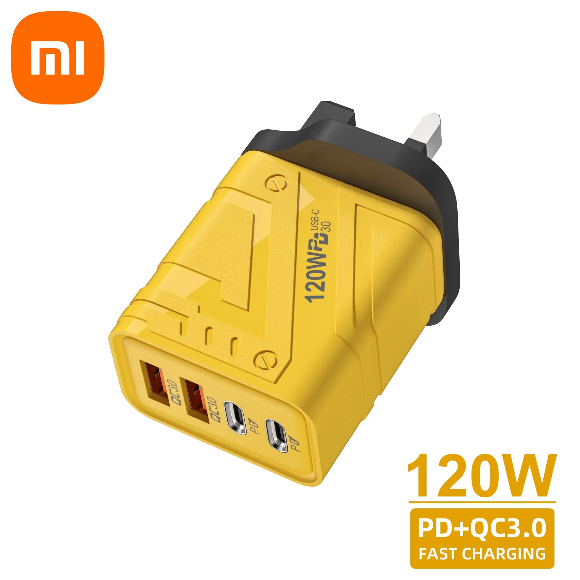Plug Type: UK - Xiaomi 4 Ports Phones Charger 120W Fast Quick Charger USB 3.0 PD Charger Adapter For iPhone Samsung EU US UK Plug Wall Adapter