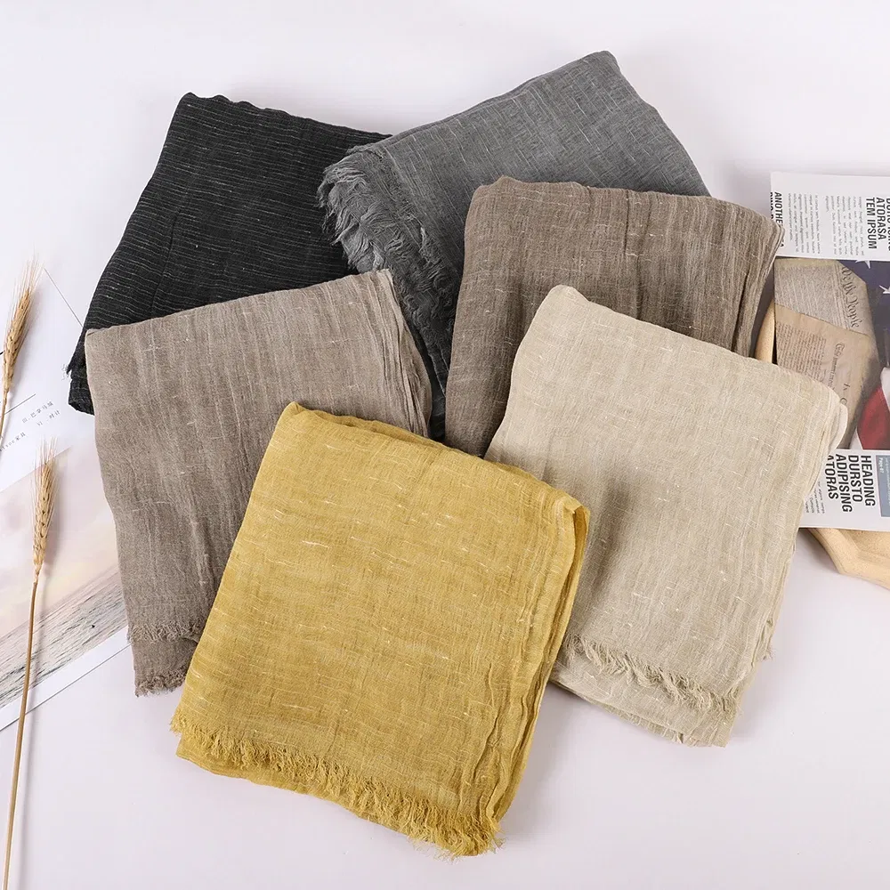 Color: LIGHT GRAY, Size: One Size - Fashion New Cotton Pashmina Plain Shawls Women Solid Color Scarf Wraps Scarves Kerchief Muslim Hijab Lady Autumn Winter Warm