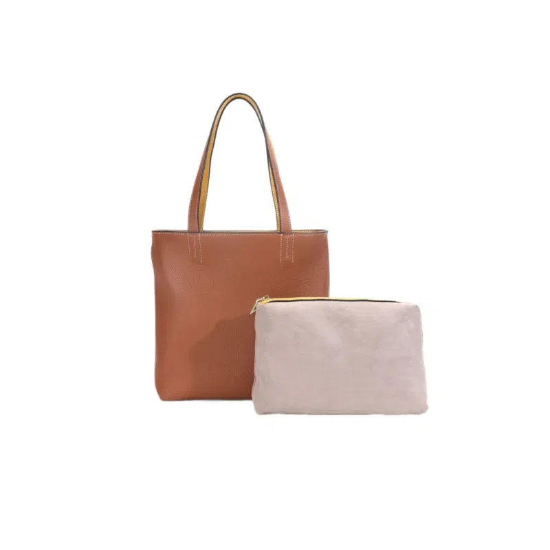 High-class bucket-type large-capacity ladies Shoulder bag Simple Commuter Autumn and Winter Tote Bag Double-sided Handbag woman
