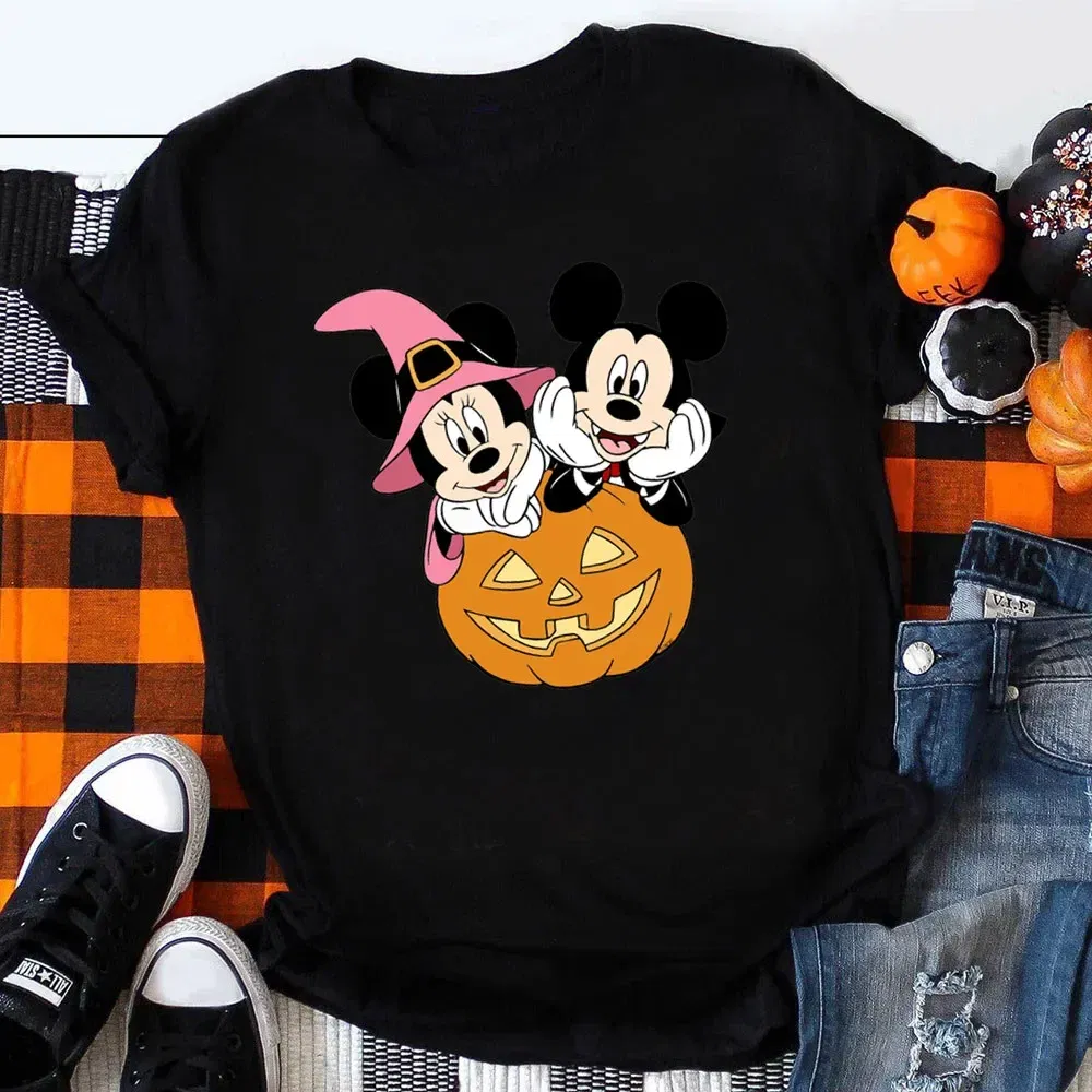 Color: Dark Grey, Kid Size: 4T - Funny Mickey Minnie Mummy Print Disney Children Cotton T Shirts Trick Treat Fashion Halloween Cute Kid Clothes Girls Streetwear