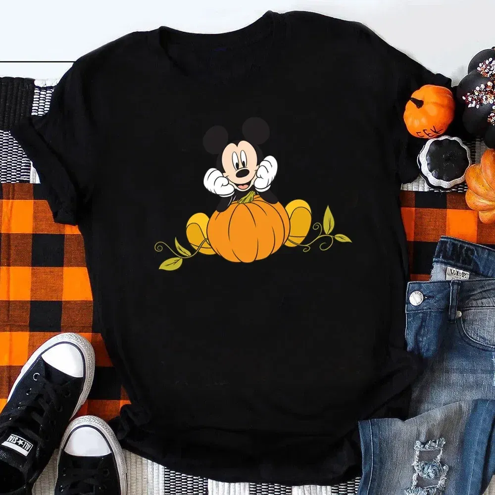 Color: Dark Grey, Kid Size: 4T - Funny Mickey Minnie Mummy Print Disney Children Cotton T Shirts Trick Treat Fashion Halloween Cute Kid Clothes Girls Streetwear