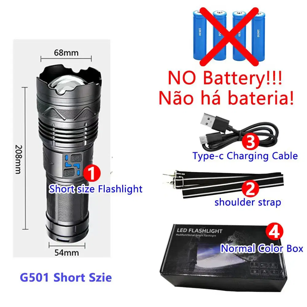 Emitting Color: Blue - High Power Tactical Rechargeable led flashlight long range very powerful Lantern 100W usb charging lamp Torch with indicator