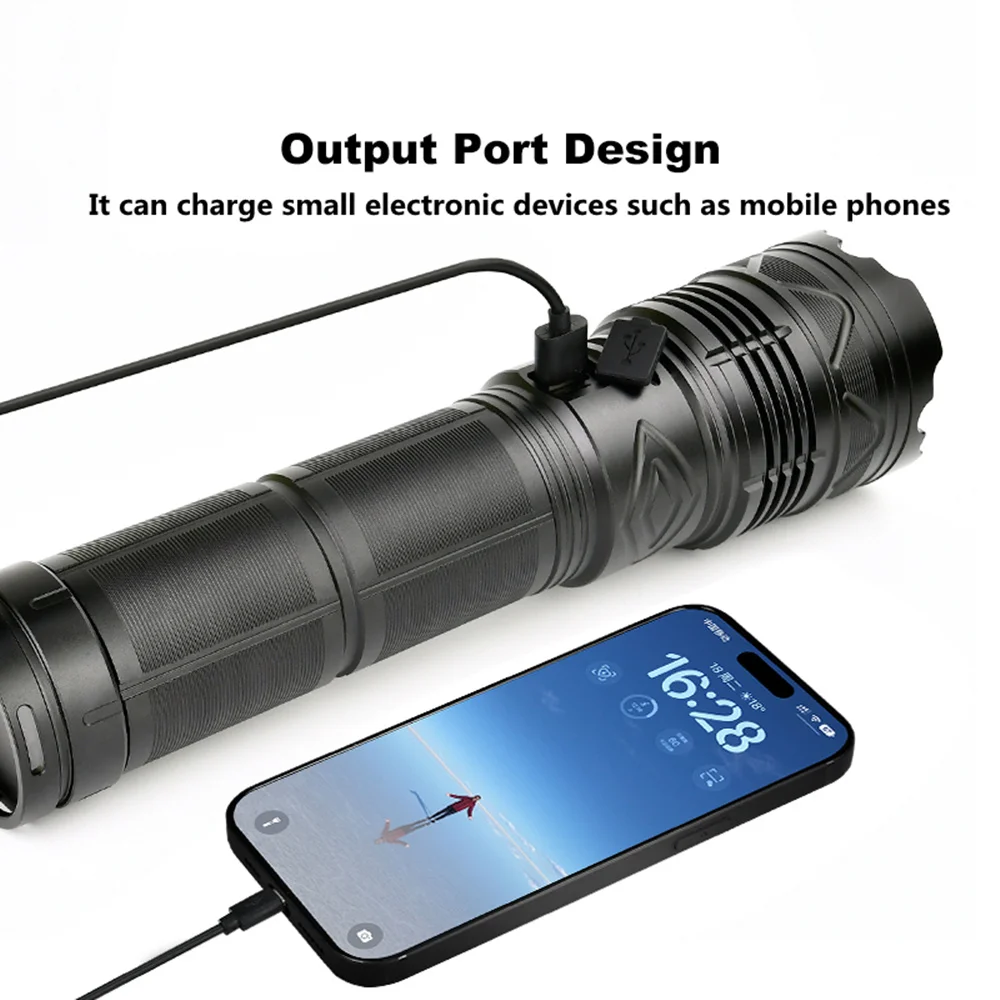 Emitting Color: Blue - High Power Tactical Rechargeable led flashlight long range very powerful Lantern 100W usb charging lamp Torch with indicator
