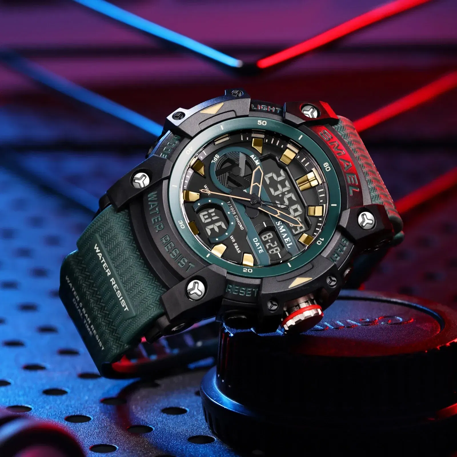Color: WHITE - SMAEL Sport Watches Waterproof Digital LED Display Analog Alarm Clock 8086 Young Fashion Quartz Wristwatches