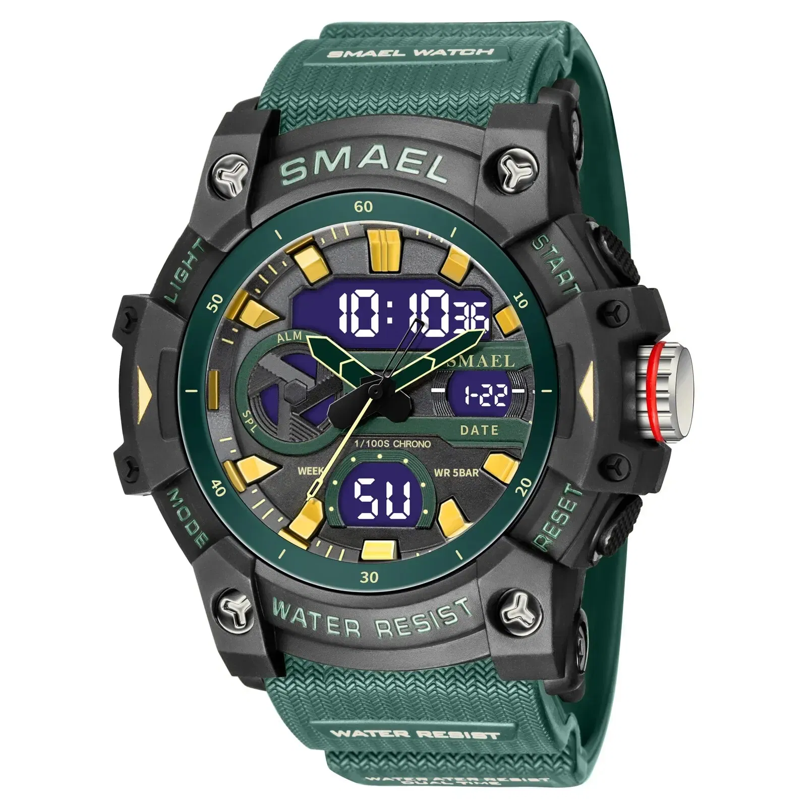 Color: WHITE - SMAEL Sport Watches Waterproof Digital LED Display Analog Alarm Clock 8086 Young Fashion Quartz Wristwatches