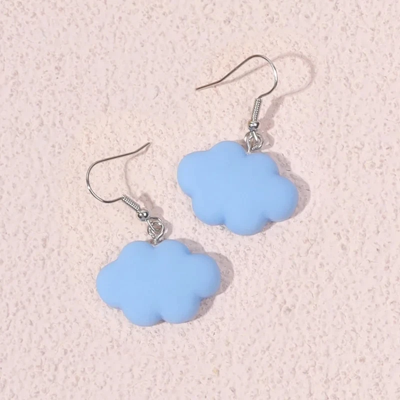 Metal Color: Orange - Ultra-Low New Fashion Cute White Cloud Stud Earrings Delicate Mushroom Clouds for Women Girls Ear Jewelry Wholesale Gifts Bear