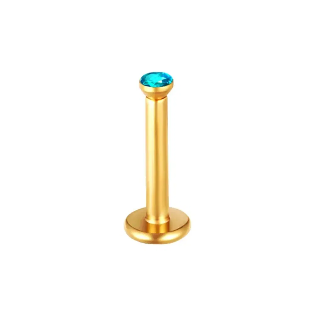 Metal color: Light Yellow Color - 2X 16g 1.2mm Crystal Steel -Gold- Labret Ring Bar Ear Cartilage Tragus Monroe Lip Nose Stud Internally Threaded Piercing