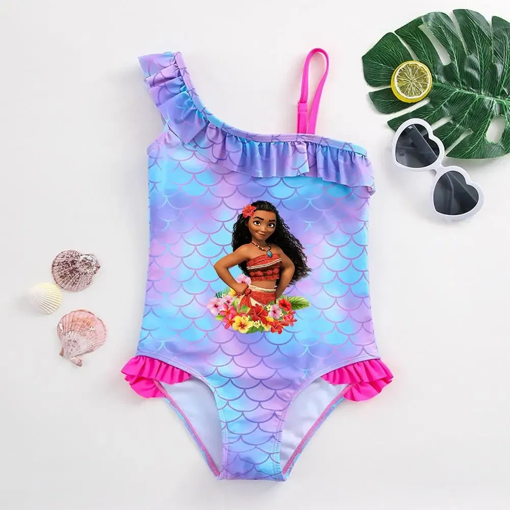 Color: WHITE, Kid Size: 6M - Moana Baby Girl Mermaid Fish Scale Print Swimsuit One-Piece Swimwear Toddler Bathing Suit Beach Outfit