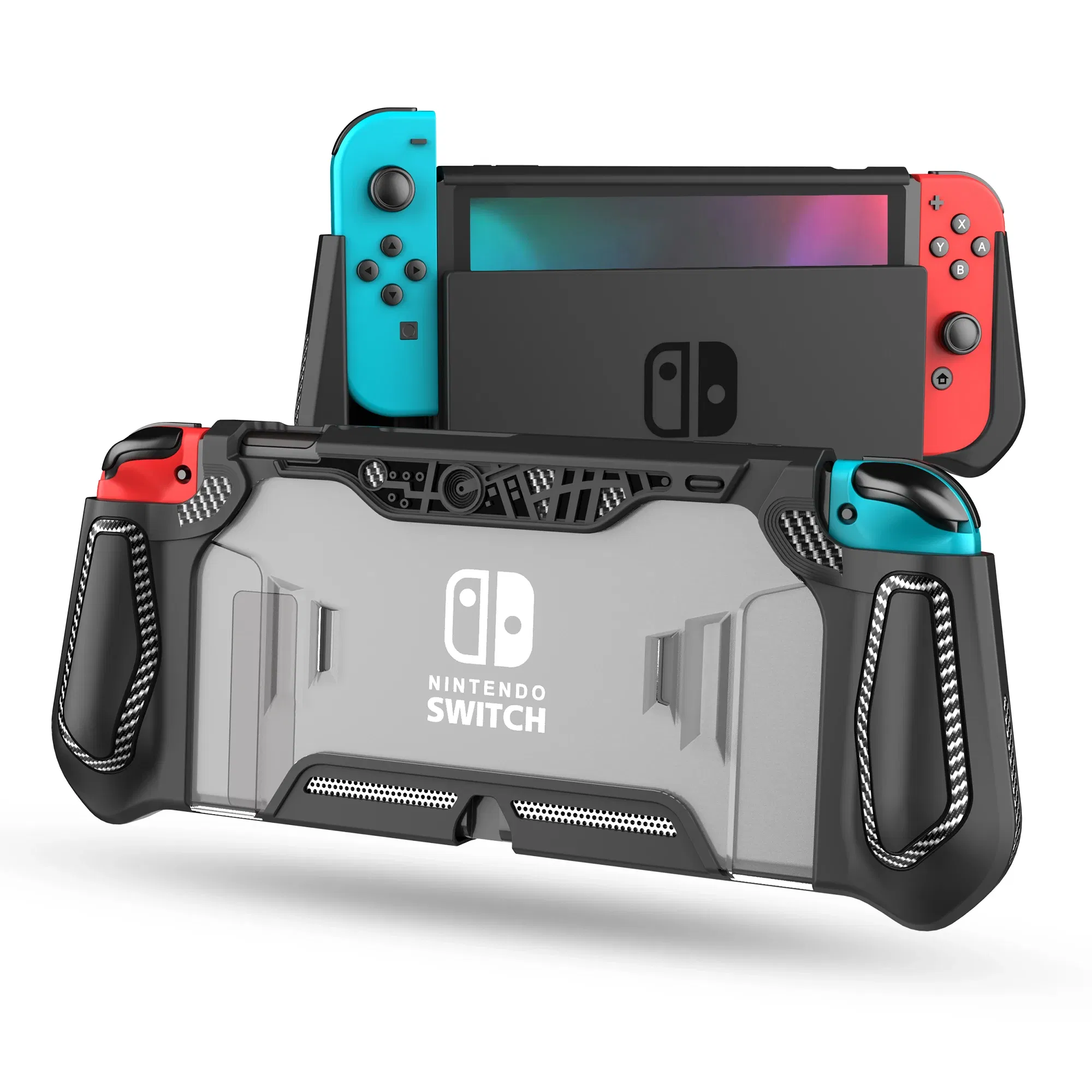 Color: WHITE - For Nintendo Switch Case Dockable Case Compatible with Console & Joy-Con Controller nintendos switch TPU Grip Protective Cover