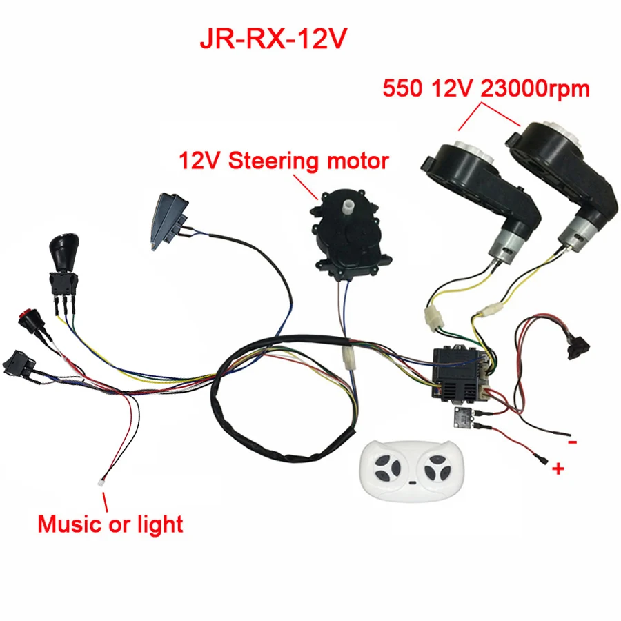 Color: Blue - Children electric car DIY accessories wires and gearbox,Self-made toy car full set of parts for electric car kids ride on