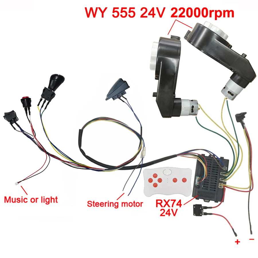 Color: Blue - Children electric car DIY accessories wires and gearbox,Self-made toy car full set of parts for electric car kids ride on