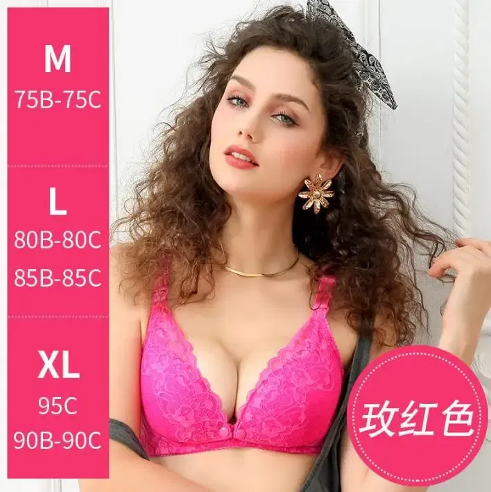 Color: PURPLE, Bands Size: 38, Cup Size: B - Modern pregnant women's postpartum underwear breast feeding breathable lace front open button pregnant women's breast-feeding