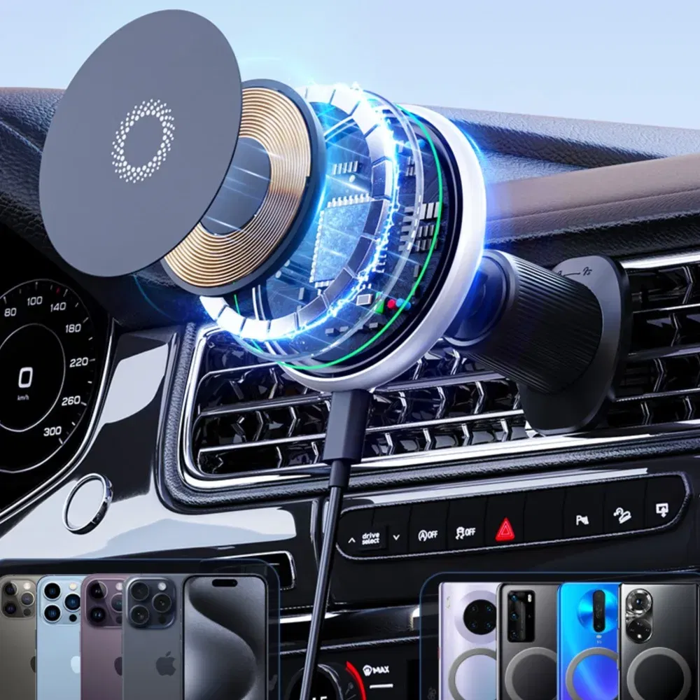 Color: Blue - For Chevrolet Tahoe 2024 2023 2022 2021 Car Phone Holder Screen Fixed Base Magnetic Mobile Phone Wireless Charging Stand MagSafe