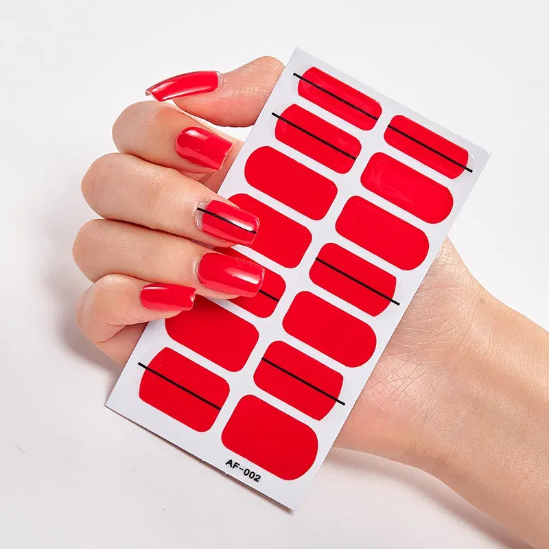 Color: Watermelon red - Solid Colors And Creative Nail Art Decals Plain Stickers Minimalist Design Self Adhesive Designed Nail Tape Nail Strips