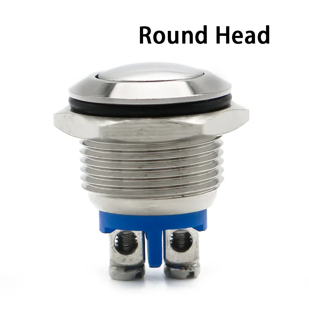 Color: Blue - 16mm 1NO High Flat Head Waterproof Momentary Reset Metal Push Button Switch Screw Terminal Car Engine Doorbell PC Power Switch