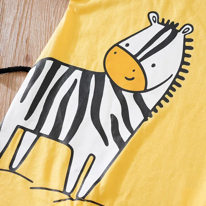 Kid Size: 3M - Summer Boys' Cute Cartoon Zebra All Cotton Comfortable Casual Round Neck Short Sleeve Baby Bodysuit