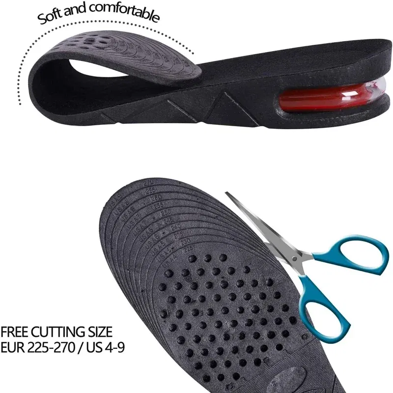 Color: black, Ships From: CHINA - Height Increase Insole Invisible Heightening Template Air Cushion Shoe Inserts Variable Height Insoles Adjustable Cut Foot Pad