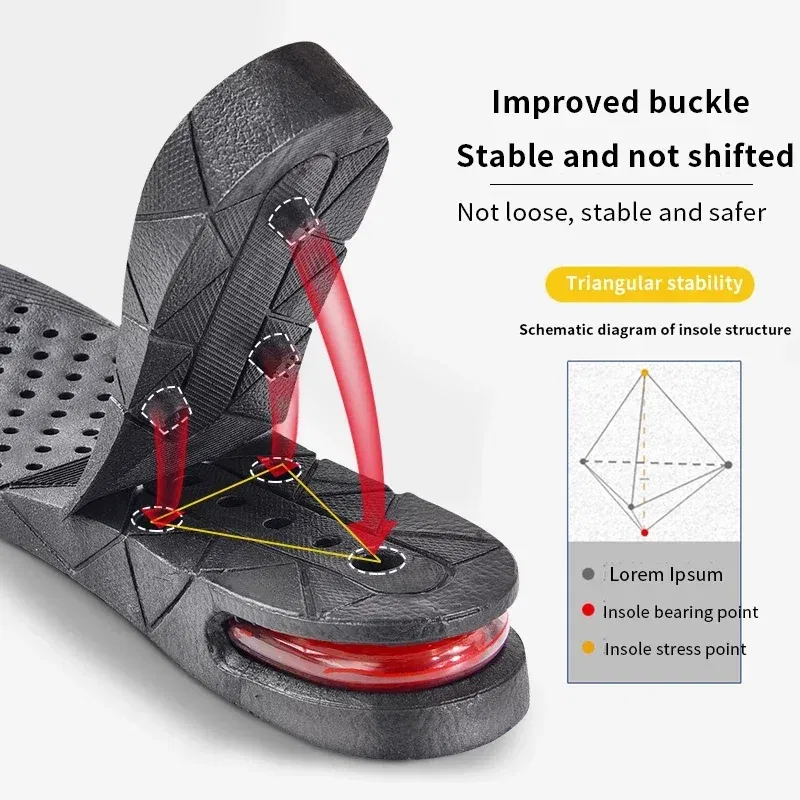 Color: black, Ships From: CHINA - Height Increase Insole Invisible Heightening Template Air Cushion Shoe Inserts Variable Height Insoles Adjustable Cut Foot Pad