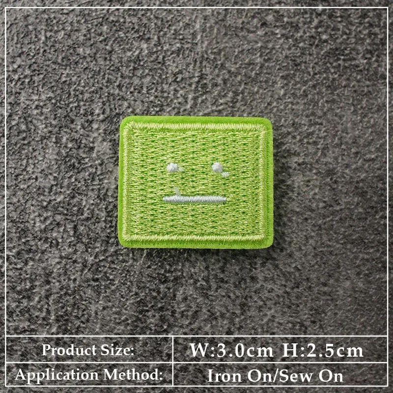 Color: Copper - Square Expression Embroidered Applique Patches Fabric Garment Apparel Clothing Accessories Embroidery Badges Pink Black White
