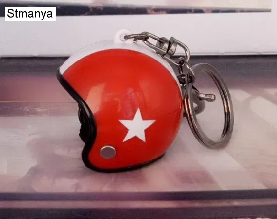 Color: WHITE - New Motorcycle Helmets Key chain Women men Cute Safety Helmet Car Keychain Bags Hot Key Ring gift Jewelry wholesale 17022
