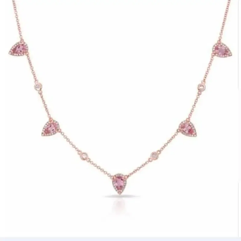 Metal Color: Imitation Rhodium Plated - Bohemia NEWest gold color Pink stone statement chain necklace choker fashion jewelry for women elegance gift stylish jewelry