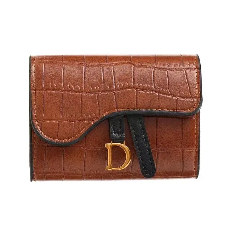 Color: Khaki - Women Luxury Card Holder Short Walet MiniPU Letter Wallet Multi Card Card Holder SmalMulti Functiona Clutch Bag