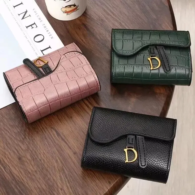 Color: Khaki - Women Luxury Card Holder Short Walet MiniPU Letter Wallet Multi Card Card Holder SmalMulti Functiona Clutch Bag