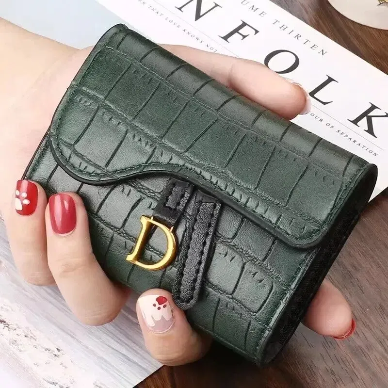 Color: Khaki - Women Luxury Card Holder Short Walet MiniPU Letter Wallet Multi Card Card Holder SmalMulti Functiona Clutch Bag