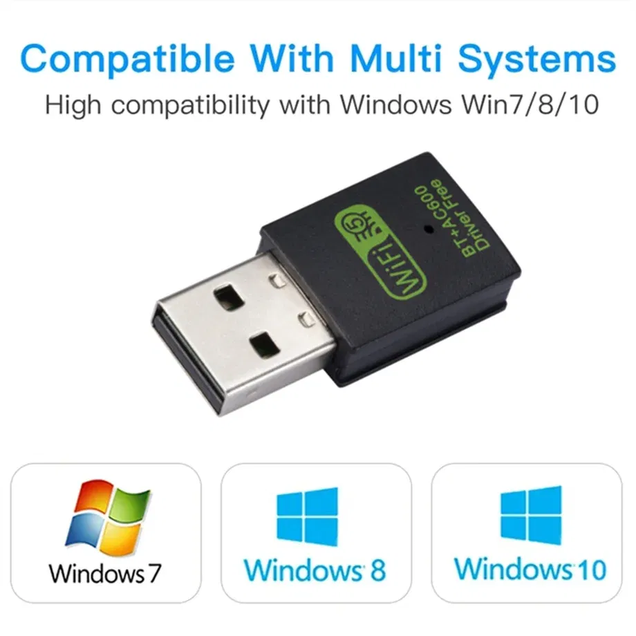 Color: WHITE, Ships From: CHINA - 600Mbps USB WiFi Bluetooth Adapter Dual Band 2.4Ghz 5.8Ghz Wireless External Receiver Mini WiFi Dongle for PC Laptop Desktop