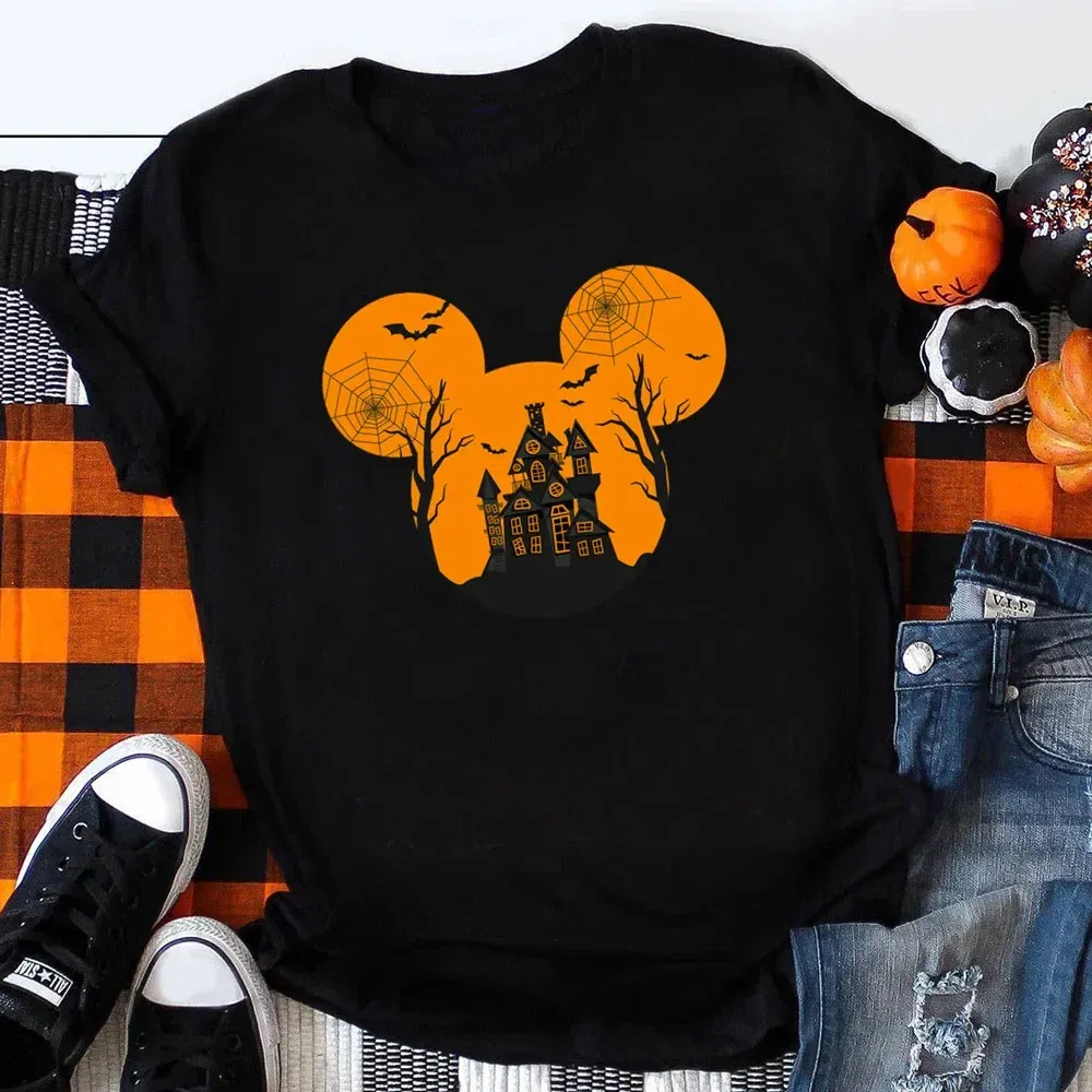 Color: WHITE, Kid Size: 3T - Funny Mickey Minnie Mummy Print Disney Children Cotton T Shirts Trick Treat Fashion Halloween Cute Kid Clothes Girls Streetwear