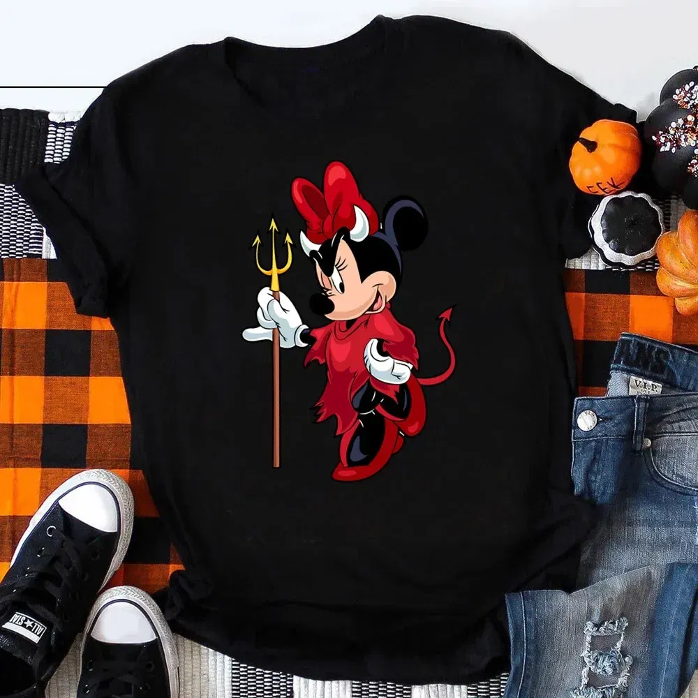 Color: WHITE, Kid Size: 3T - Funny Mickey Minnie Mummy Print Disney Children Cotton T Shirts Trick Treat Fashion Halloween Cute Kid Clothes Girls Streetwear