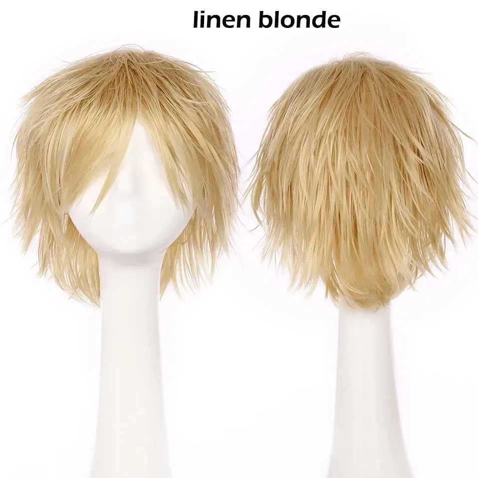 Color: 4/27HL, Ships From: CHINA, Stretched Length: 8inches - S-noilite Synthetic Short Wig Blue Brown Black Women Men Cosplay Costume Party Head Wigs Hair