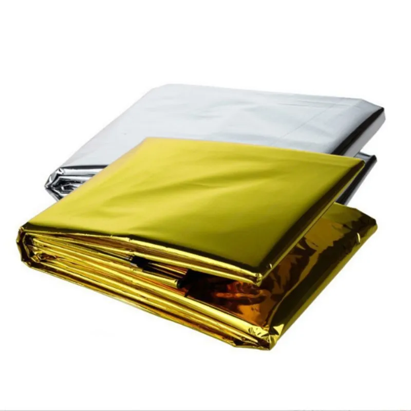 Color: Silver, Ships From: CHINA - Emergency Thermal Poncho Blanket Lightweight Folding Water Resistant Windproof Sunshade Reusable First Aid Camping Mat Pad