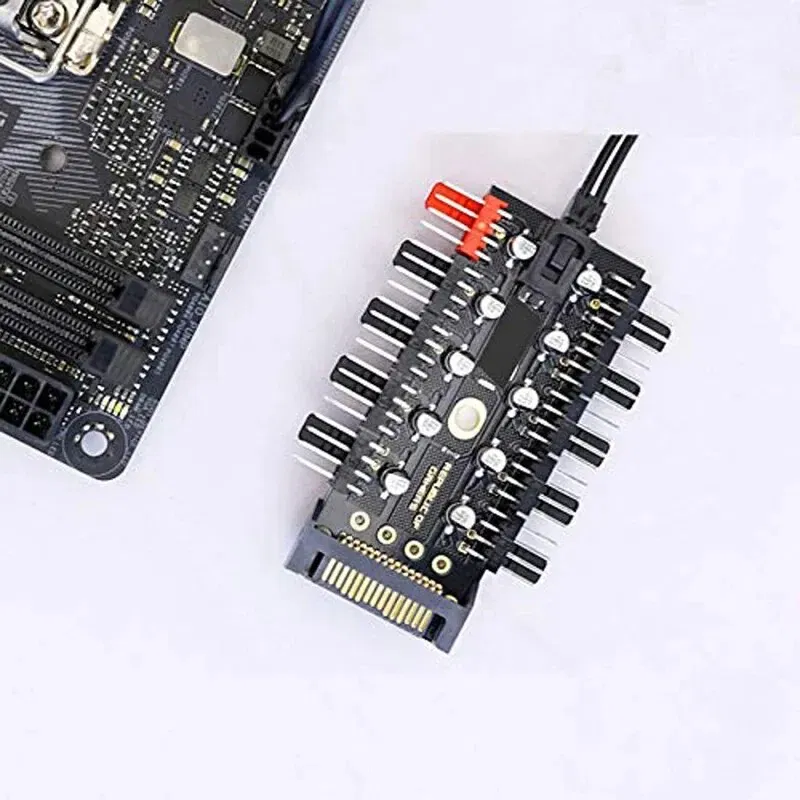 4Pin 10 Port PC Case Fan Hub PWM Controller SATA Power/Large 4P Splitter Motherboard Cooler Cooling Fan Cable