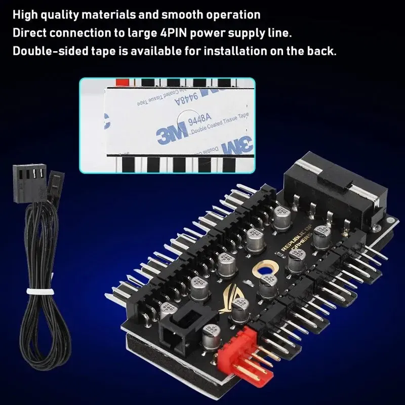 4Pin 10 Port PC Case Fan Hub PWM Controller SATA Power/Large 4P Splitter Motherboard Cooler Cooling Fan Cable