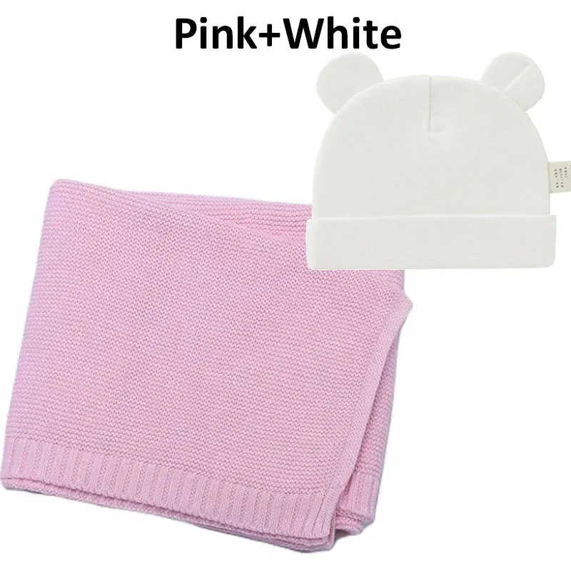 Color: SKY BLUE, Size: Option 2, Ships From: CN - Personalized Baby Name Newborn Cotton Beanie and Knitted Blanket Set Embroidered Name Covering and Cute Hat Gift Set