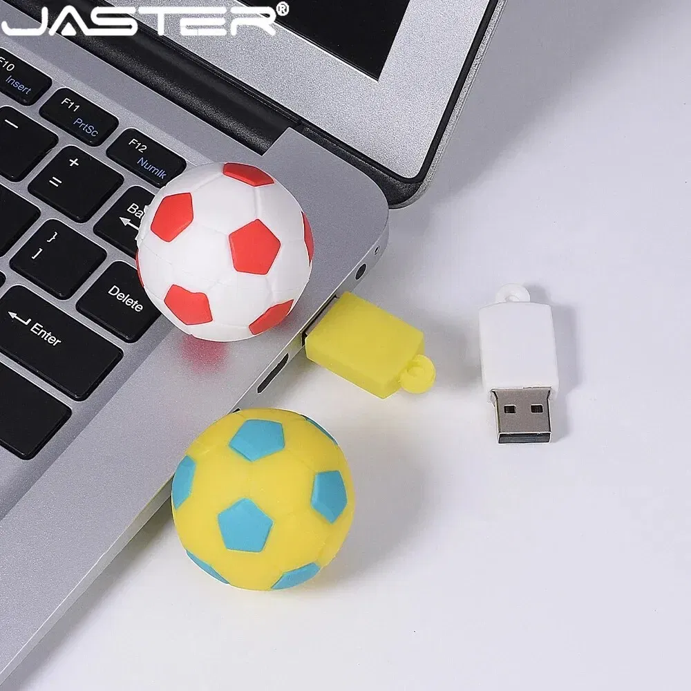 Capacity: 16GB, Color: Yellow - Football USB Flash Drive 64GB Cute Cartoon Memory Stick 32GB Yellow Red Black Pen Drive 16GB Creative Gift U Disk Free Chain