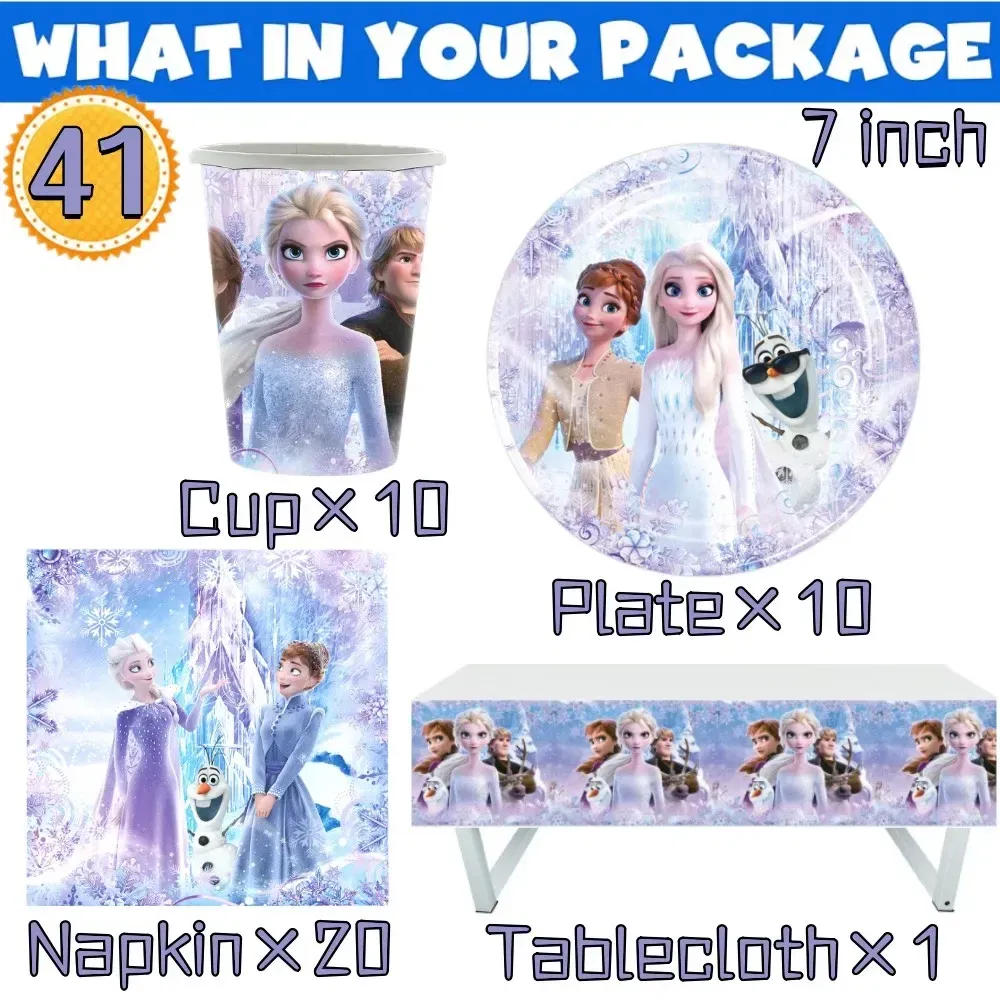 Color: Deep Sapphire, Ships From: CHINA - New Frozen Elsa Anna Party Decorations Snow Queen Theme Tableware Balloon Set Baby Shower Kids Girls Birthday Party Supplies